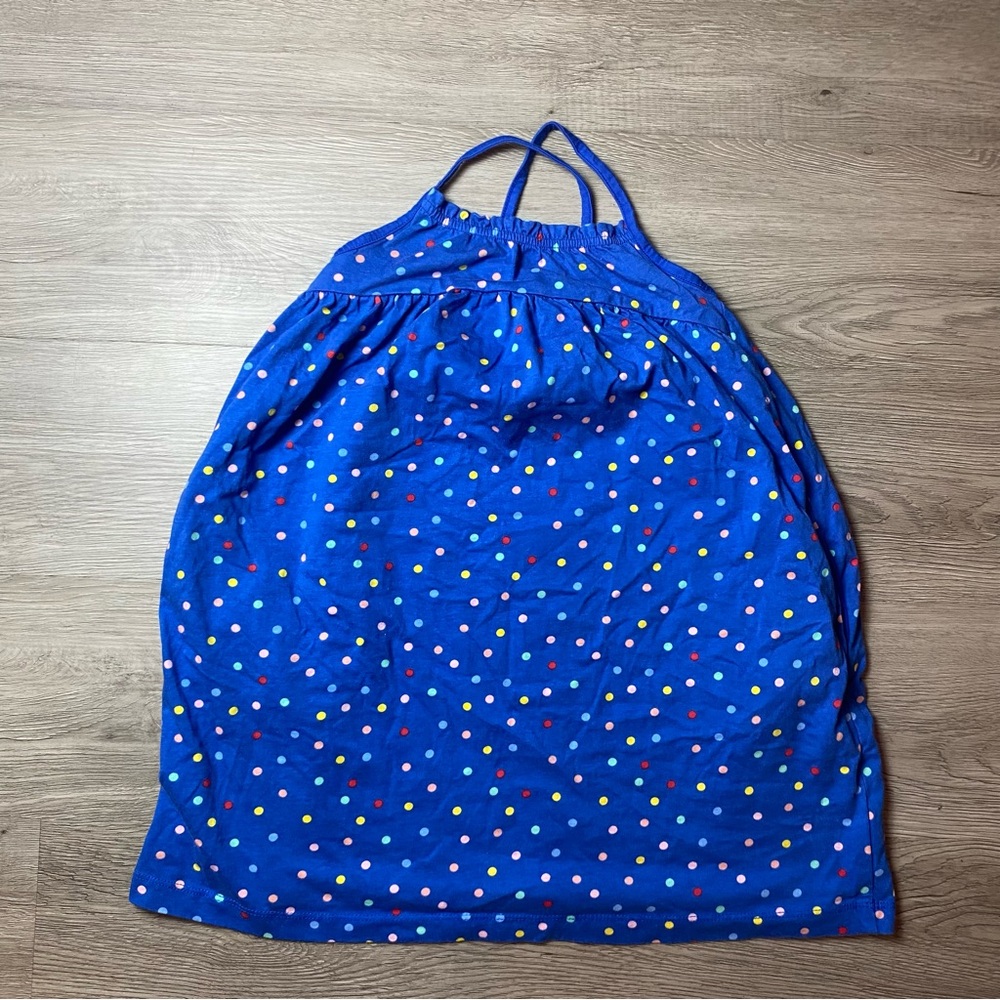 Hanna‎ Andersson Girls 8 130 Cm Blue Polka Dot Dress Pocket Stretchy